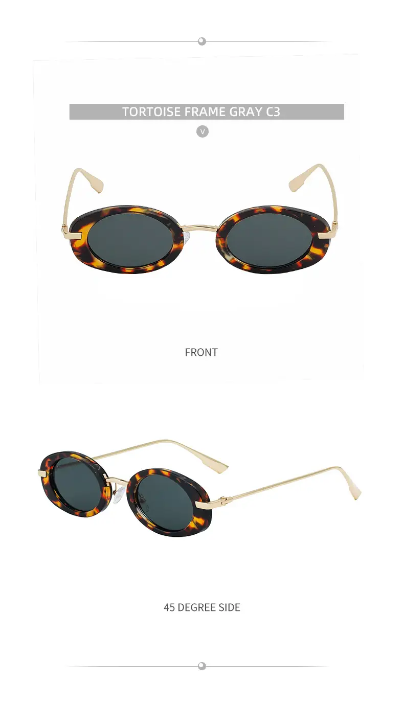 Women's Black Oval Sunglasses with Gold Frame — feature 26
