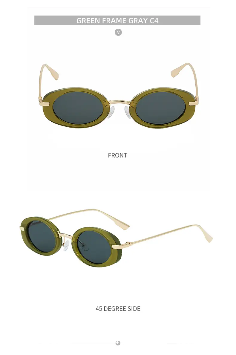 Women's Black Oval Sunglasses with Gold Frame — feature 27