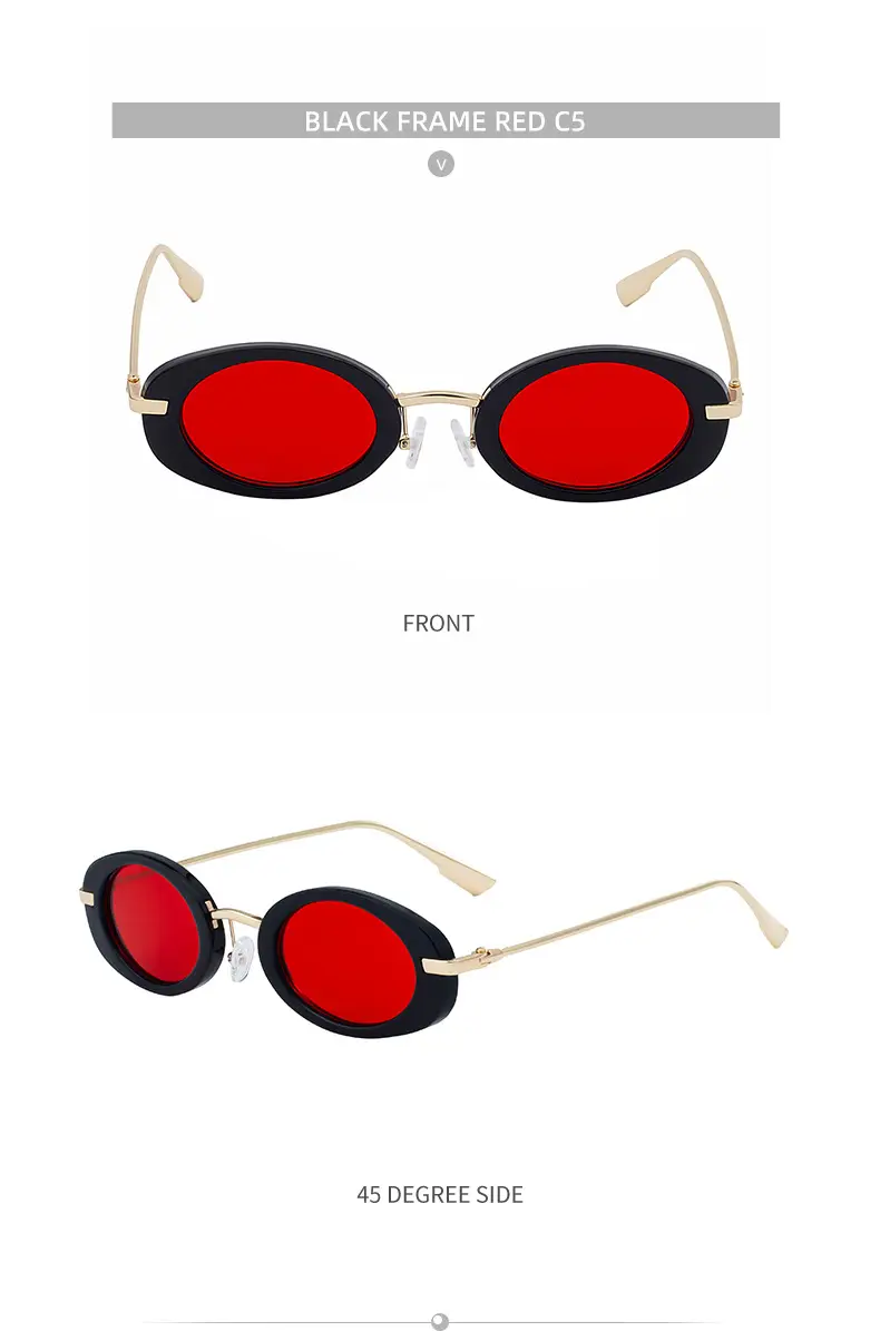 Women's Black Oval Sunglasses with Gold Frame — feature 28