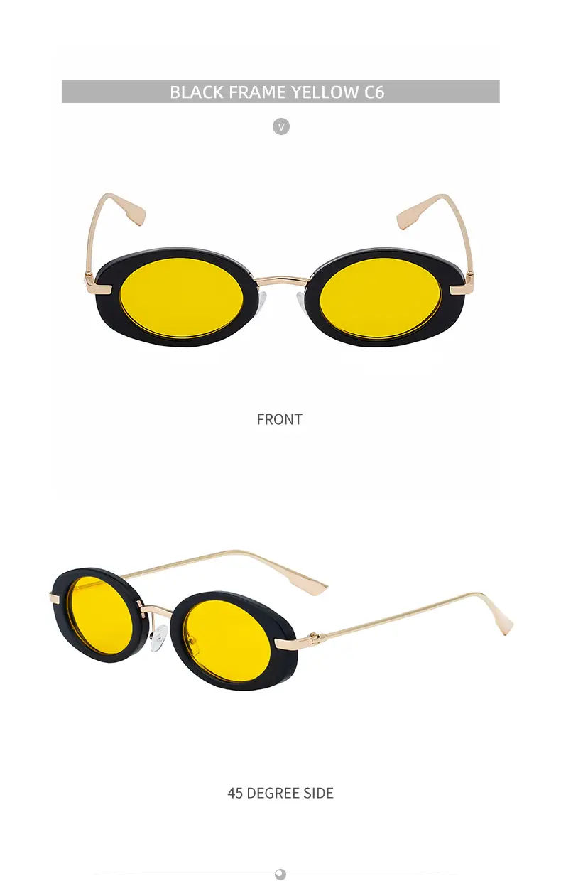 Women's Black Oval Sunglasses with Gold Frame — feature 29