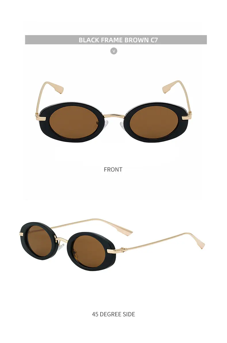 Women's Black Oval Sunglasses with Gold Frame — feature 30