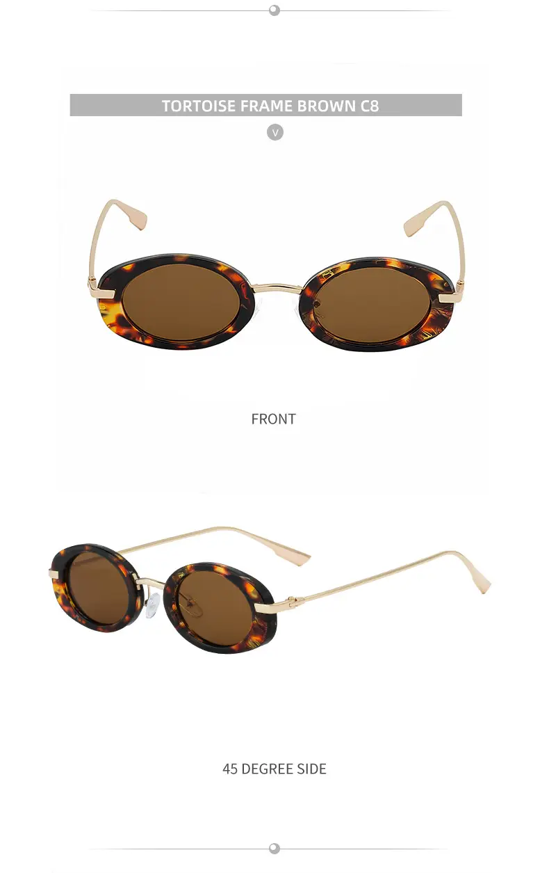 Women's Black Oval Sunglasses with Gold Frame — feature 31
