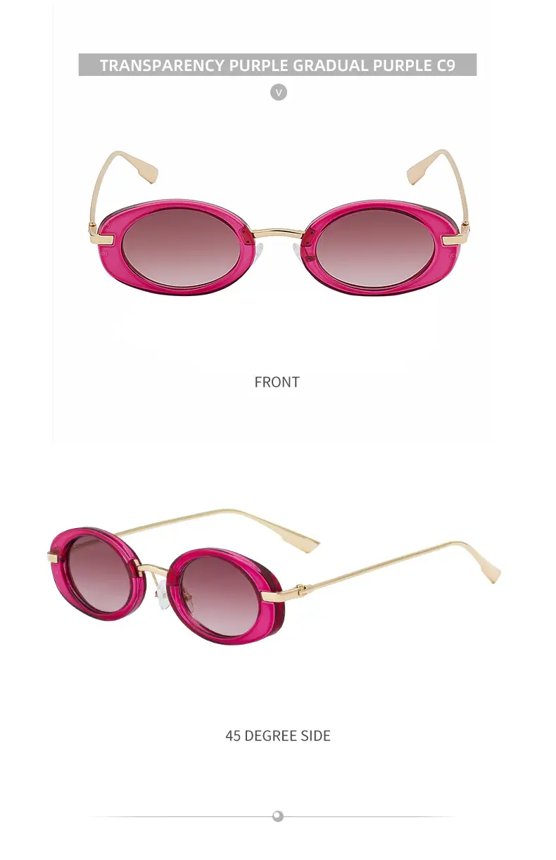 Women's Black Oval Sunglasses with Gold Frame — feature 32
