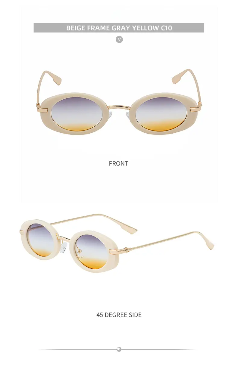 Women's Black Oval Sunglasses with Gold Frame — feature 33