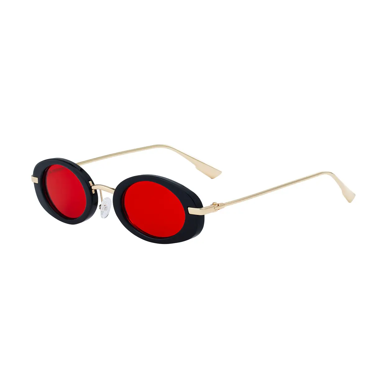 Women's Black Oval Sunglasses with Gold Frame