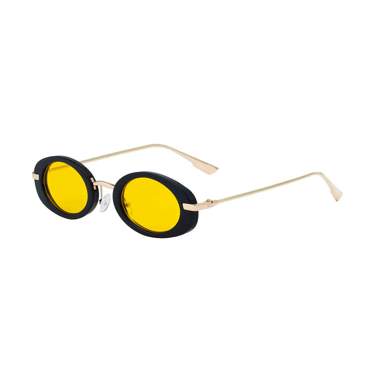 Women's Black Oval Sunglasses with Gold Frame - Image 2