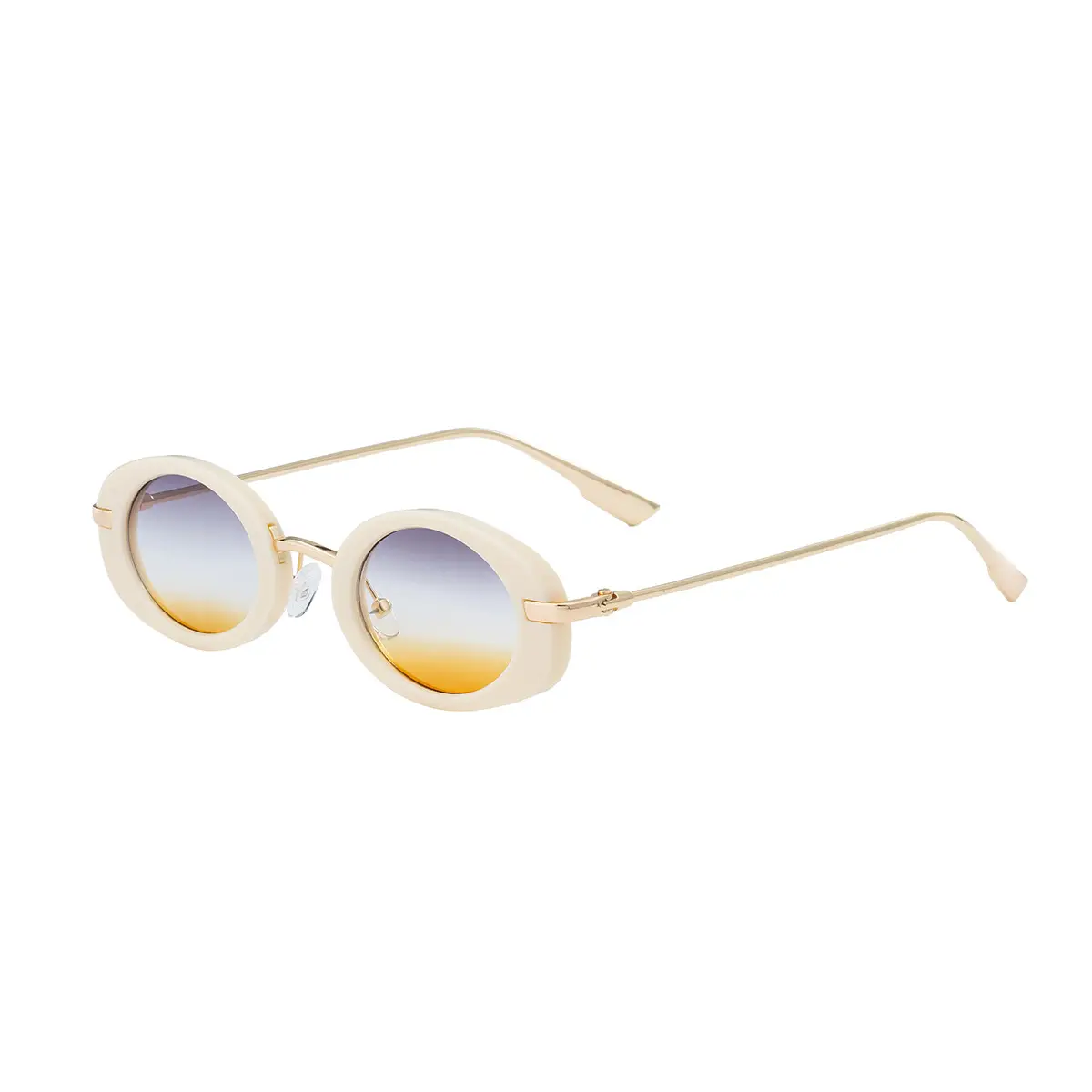 Women's Black Oval Sunglasses with Gold Frame - Image 3