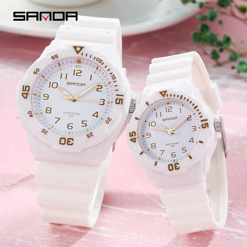 Sanda White Quartz Couple Watches Waterproof Luminous - Image 13