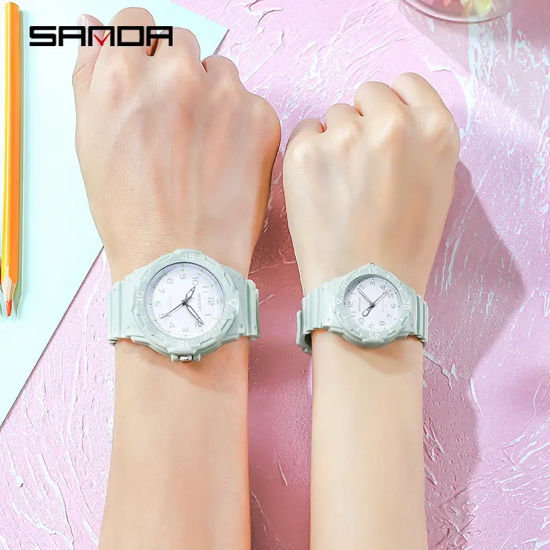Sanda White Quartz Couple Watches Waterproof Luminous - Image 14