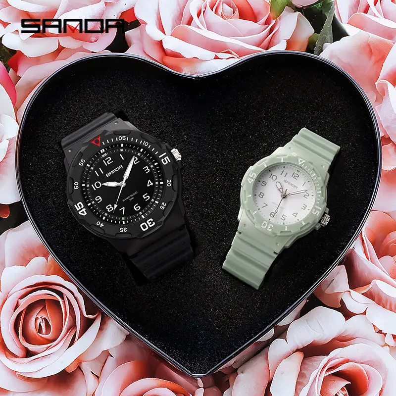 Sanda White Quartz Couple Watches Waterproof Luminous - Image 15