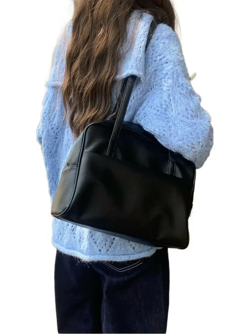 2025 Korean Style Large Cap Bag Brown Leather - Image 7
