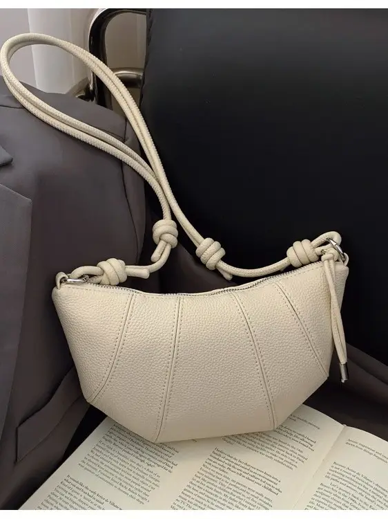 Women's Cream Crossbody Bag with Chain Strap - Image 10