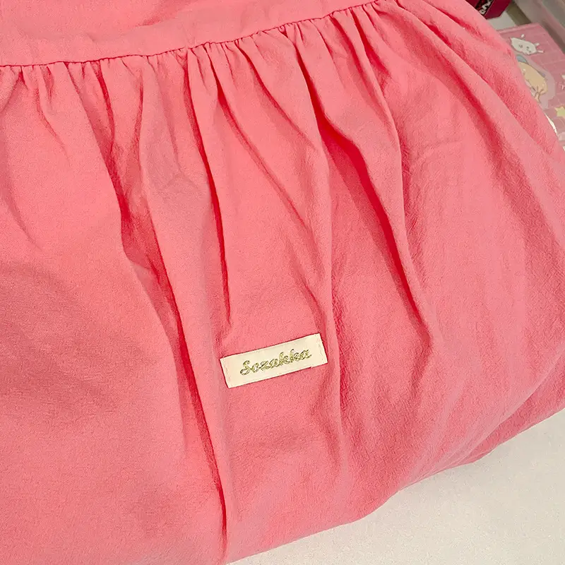 Women's Korean Style Pleated Shoulder Bag Pink White — feature 23
