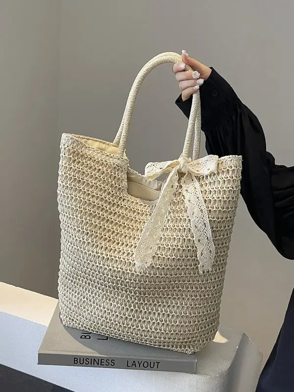 Women Woven Straw Shoulder Bag Brown 2025 - Image 4