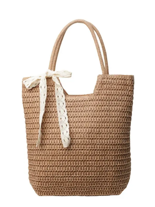 Women Woven Straw Shoulder Bag Brown 2025 - Image 7