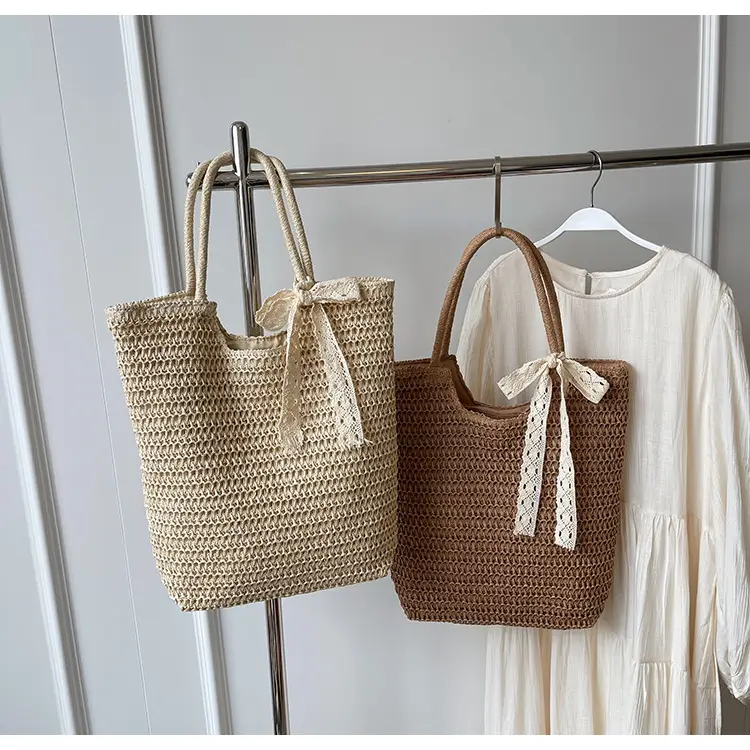 Women Woven Straw Shoulder Bag Brown 2025 — feature 1