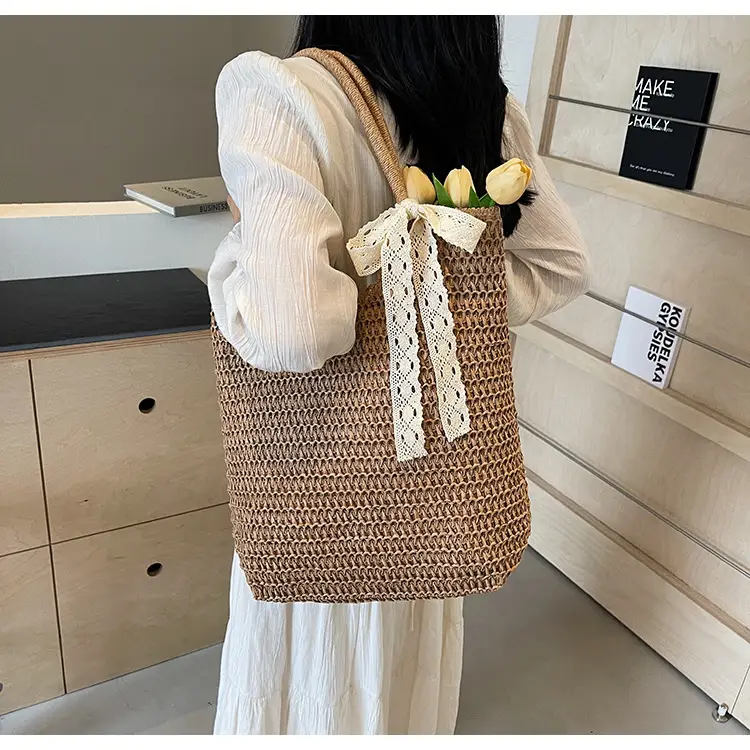 Women Woven Straw Shoulder Bag Brown 2025 — feature 10