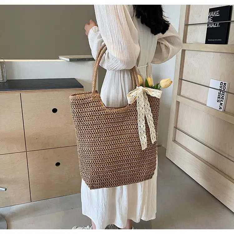 Women Woven Straw Shoulder Bag Brown 2025 — feature 11