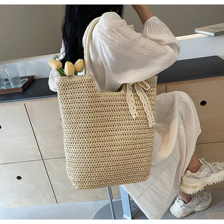Women Woven Straw Shoulder Bag Brown 2025 — feature 15