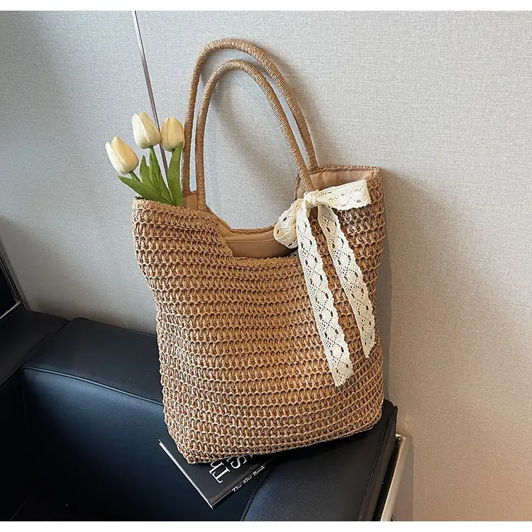 Women Woven Straw Shoulder Bag Brown 2025 — feature 24