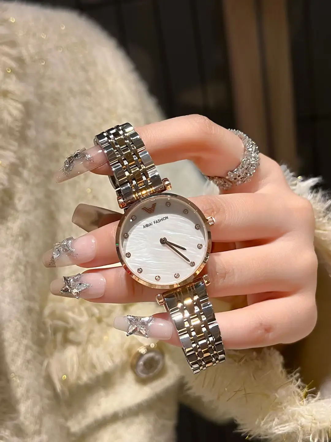 Women's Gold Plated Waterproof Watch with Crystal Dial — feature 3
