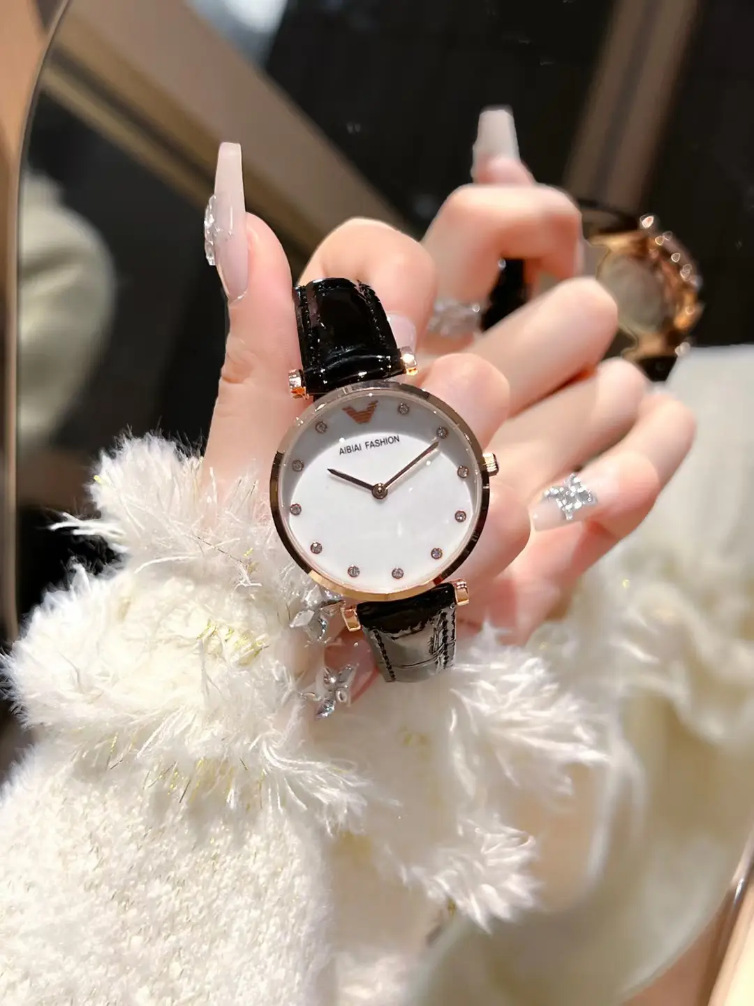 Women's Gold Plated Waterproof Watch with Crystal Dial — feature 5