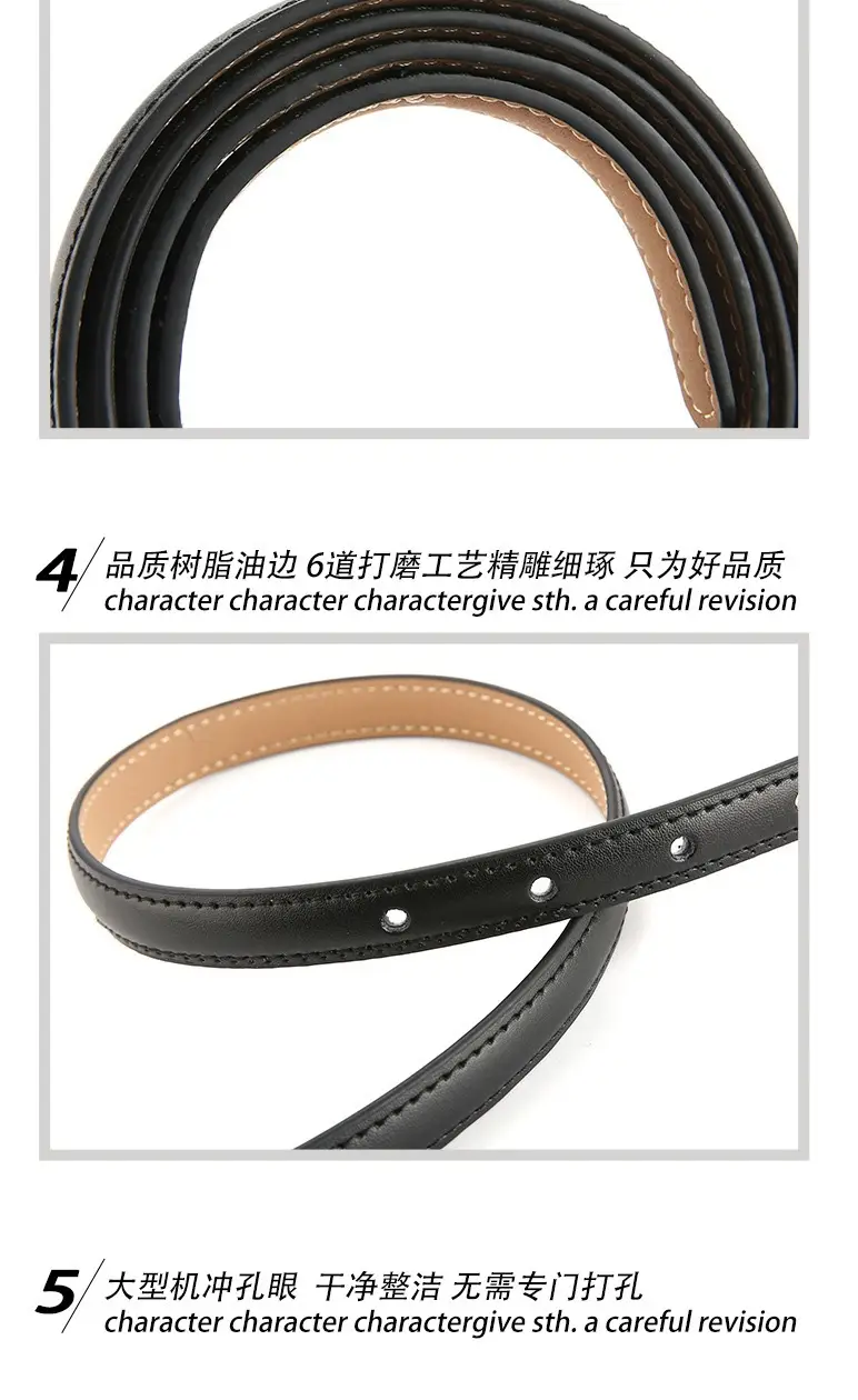 Women's Long Buckle Leather Belt White Brown — feature 6