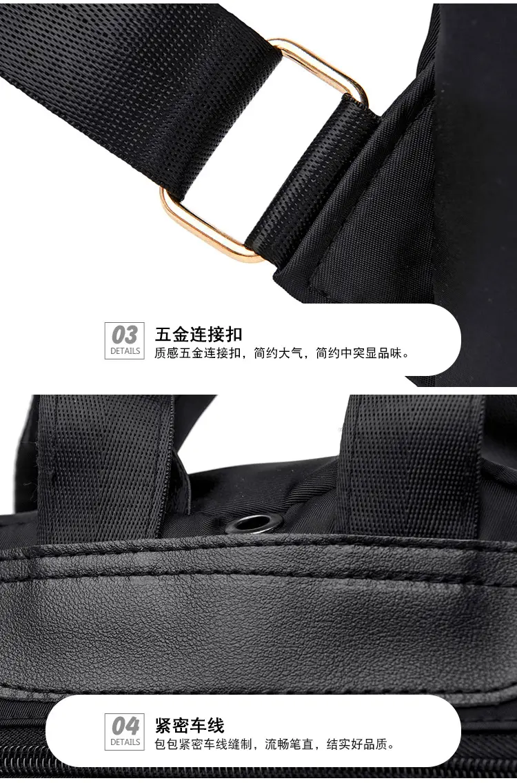 Black Oxford Cloth Women's Backpack with Teddy Bear Zipper — feature 9