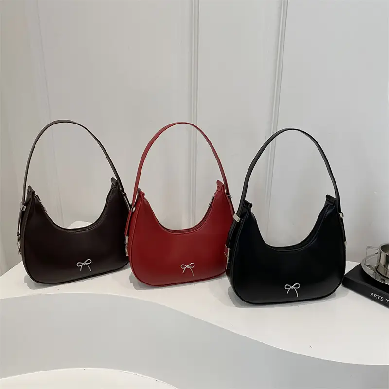 Red Korean Style Bow Underarm Bag for Women - Image 5