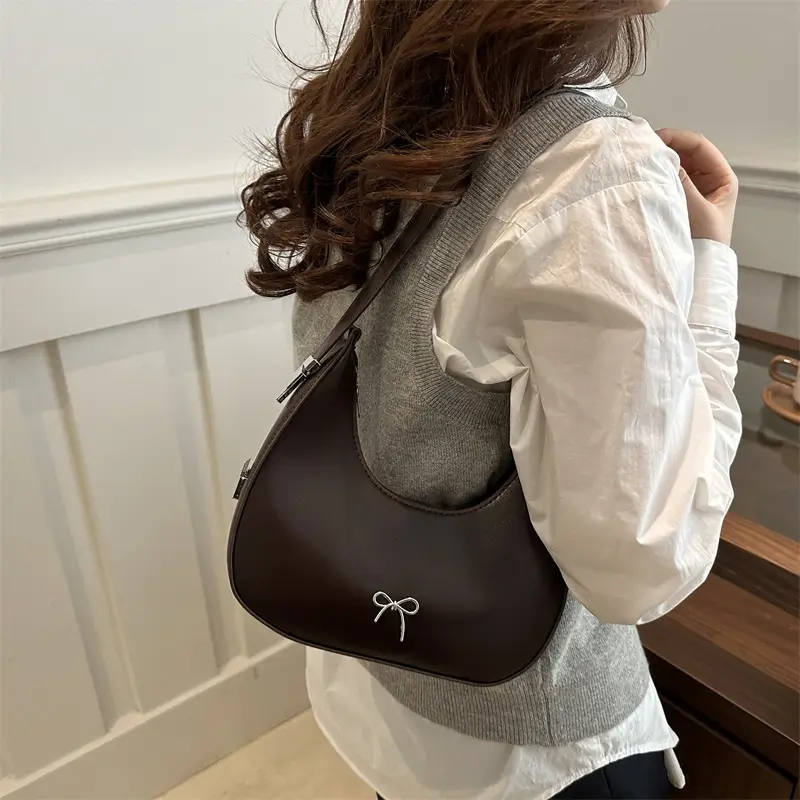 Red Korean Style Bow Underarm Bag for Women - Image 6