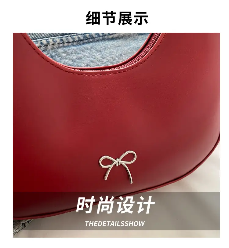 Red Korean Style Bow Underarm Bag for Women — feature 3