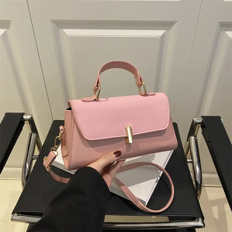 2025 New Pu Fashion Textured Solid Color Small Square Handbag