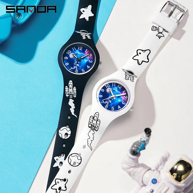 Sanda Children's Starry Sky Astronaut Watch Black Quartz