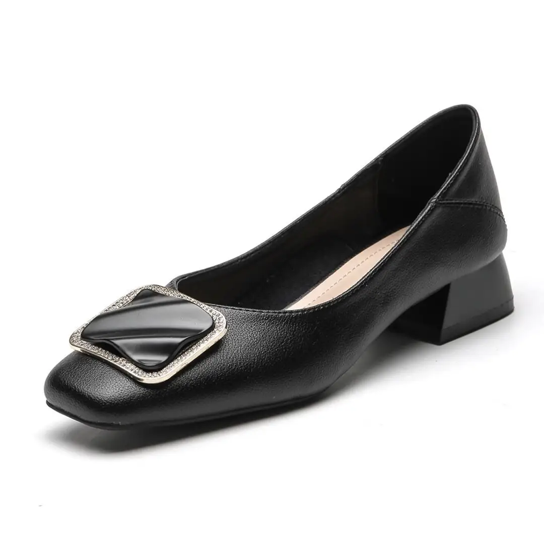 Mid-heel Single-layer Shoes Women's All-match Low-heeled Elegant Evening Breeze Milk Shoes Low-mouth Square-toe Lightweight Thick-heeled Work Shoes — feature 10