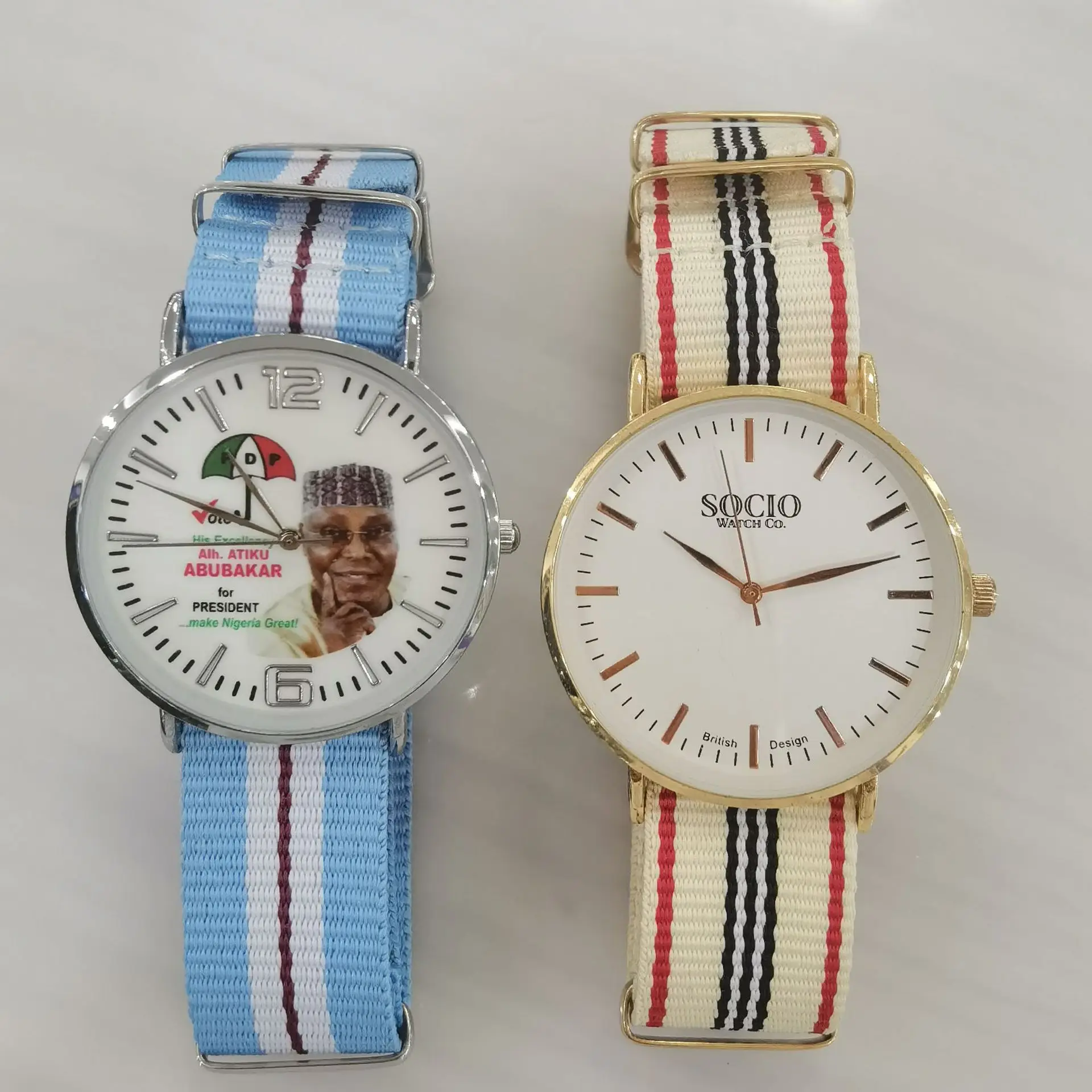 Men's Quartz Watch with Striped Strap & Women's Leather Strap - Image 5