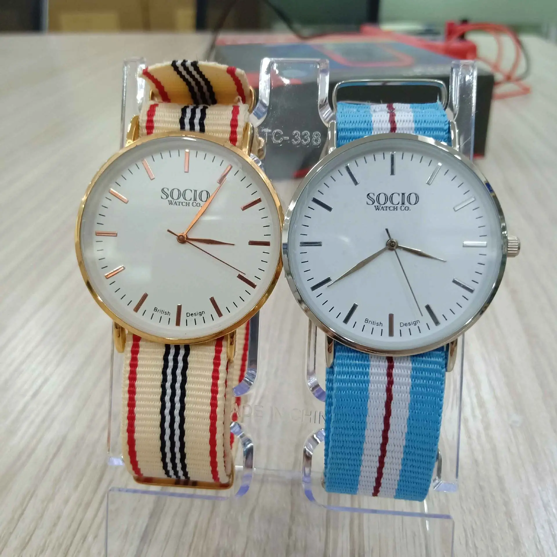 Men's Quartz Watch with Striped Strap & Women's Leather Strap - Image 6