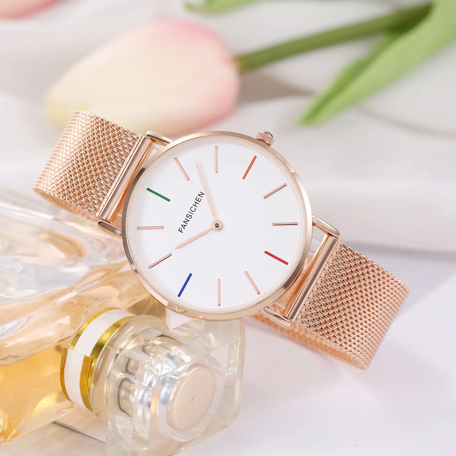 Men's Quartz Watch with Striped Strap & Women's Leather Strap — feature 6