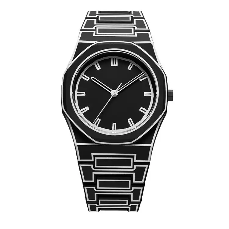 Men's Black Quartz Wristwatch with Dopamine Design