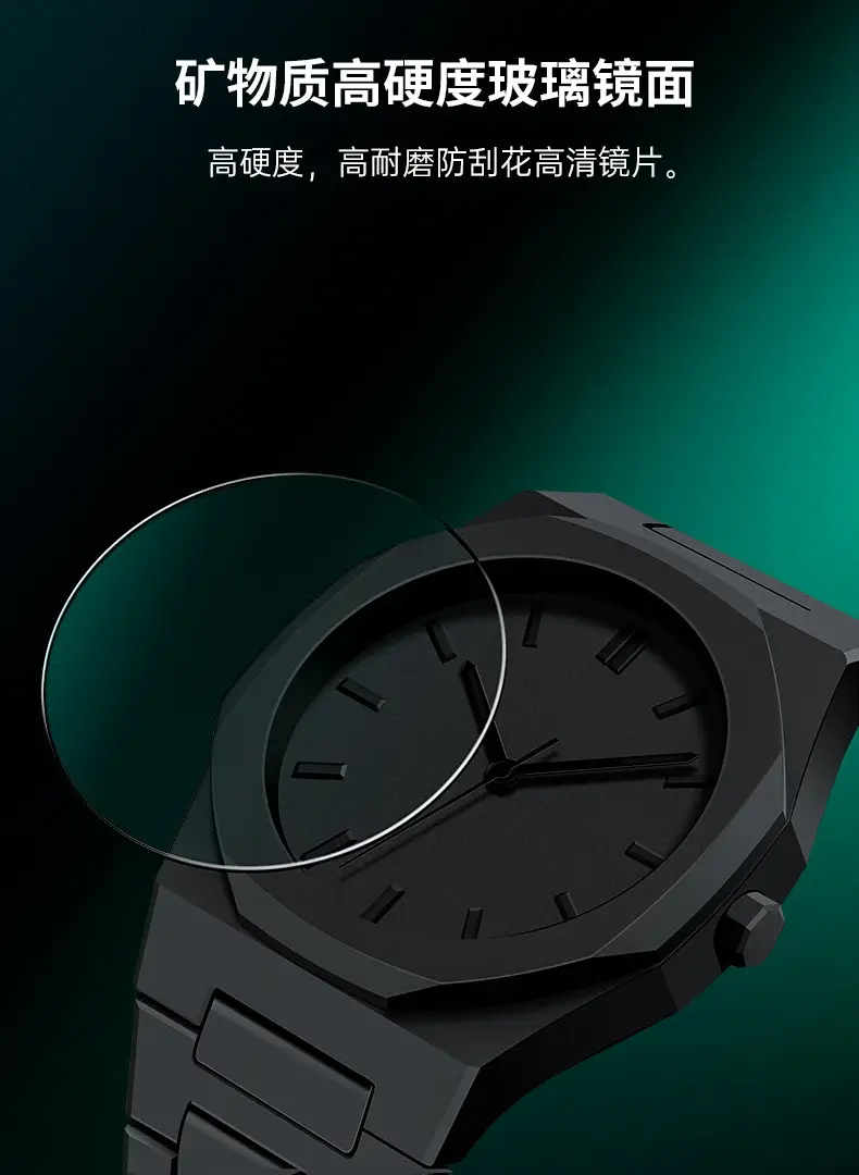 Men's Black Quartz Wristwatch with Dopamine Design — feature 3