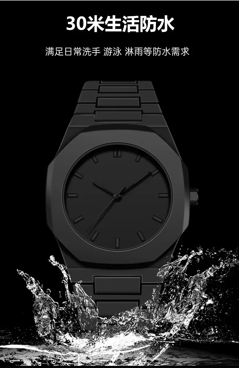 Men's Black Quartz Wristwatch with Dopamine Design — feature 8