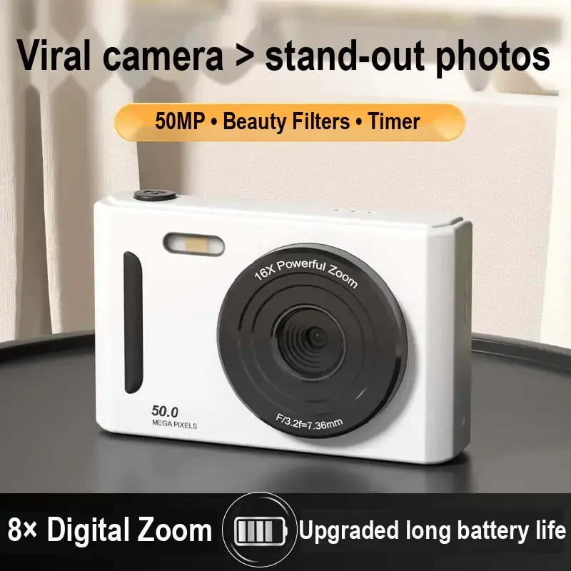 Children’s Digital Camera, 50MP, 8× Zoom, Type-C
