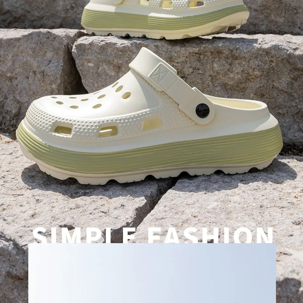 Women's White Thick Sandals Hole Slip-on Summer — feature 11