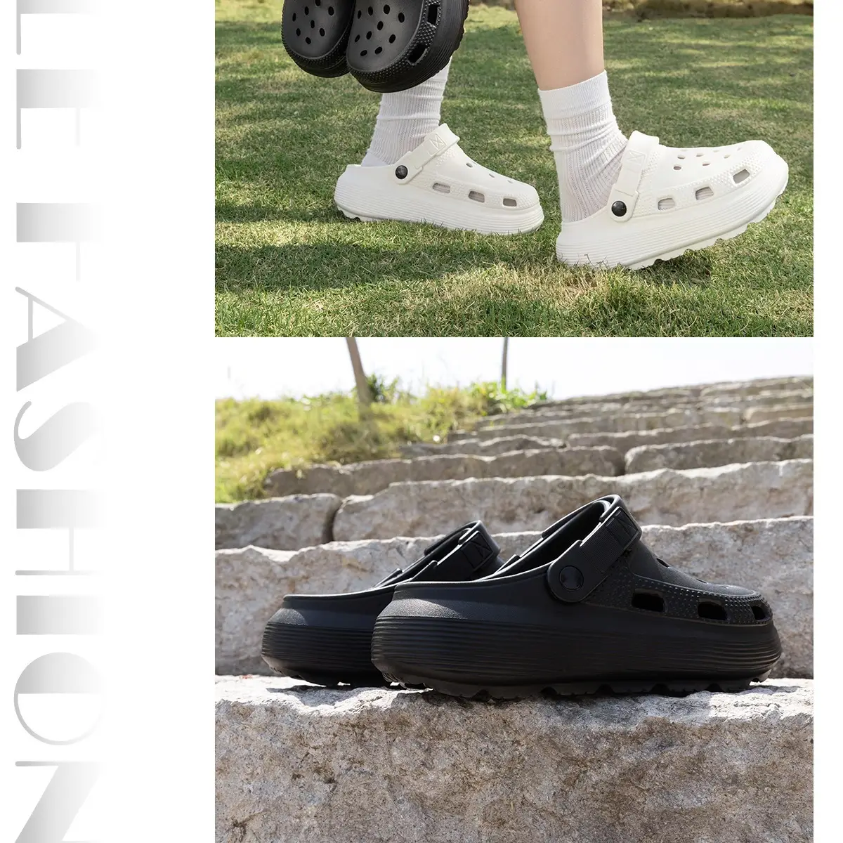 Women's White Thick Sandals Hole Slip-on Summer — feature 18
