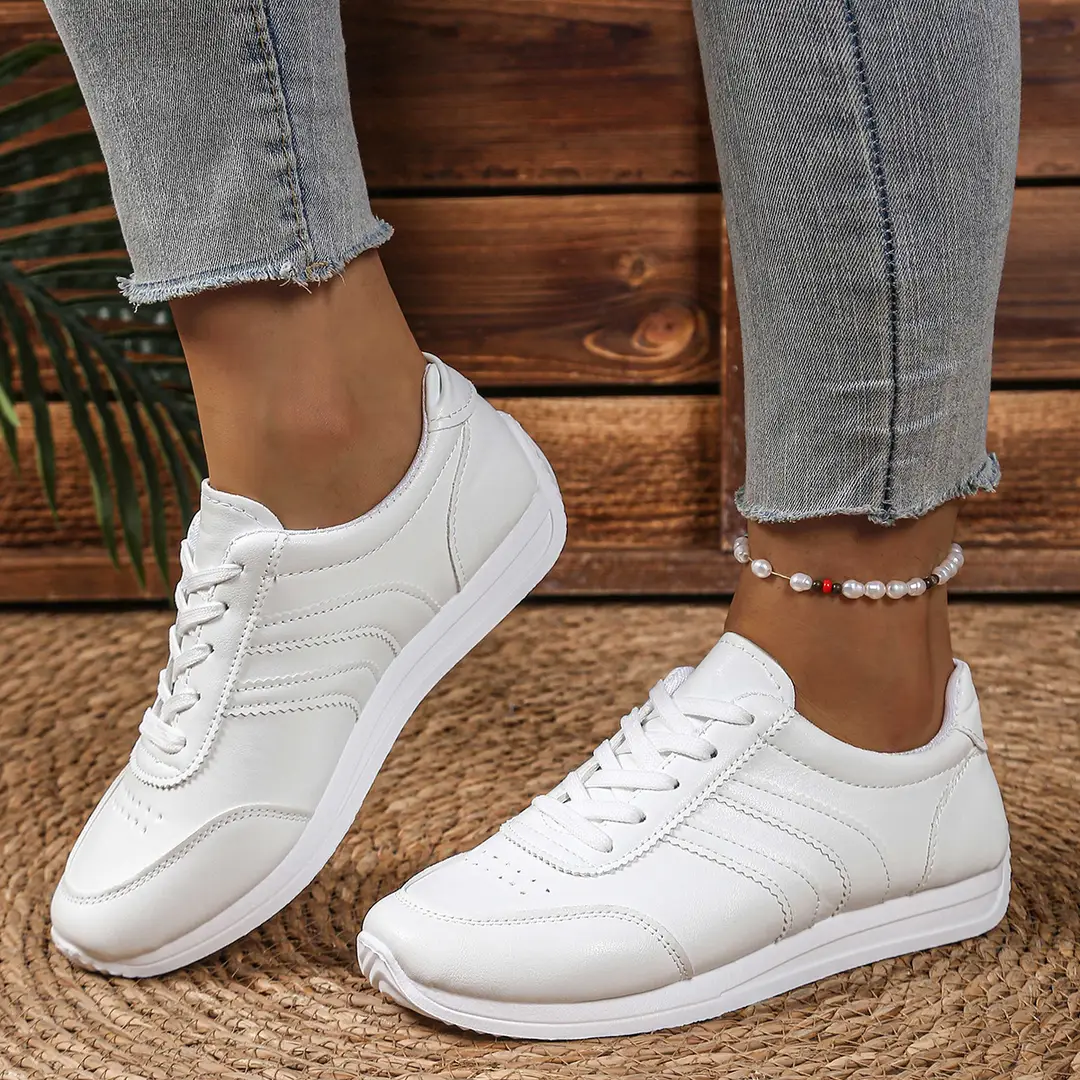 Cross-border Explosions Summer White Shoes Soft Sole All-match Forrest Gump Shoes Lace-up Casual sneaker Soft Leather Running Shoes Women's Shoes - Image 2