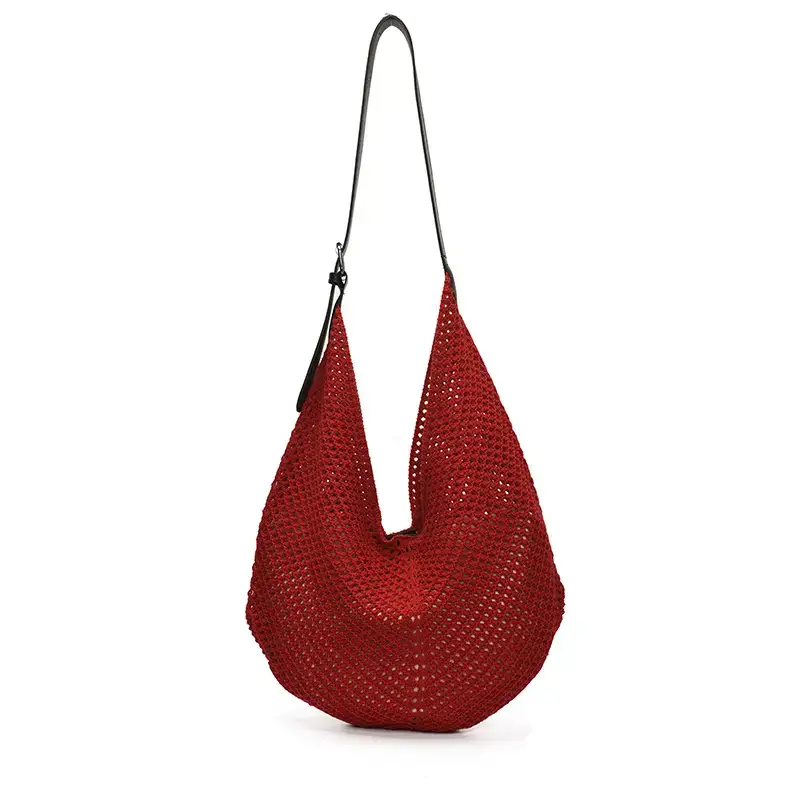 Women's Yellow Waffle Knit Shoulder Bag Travel Casual - Image 3
