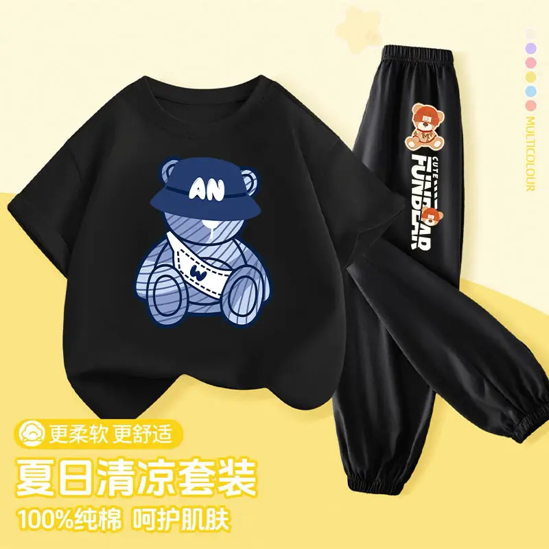 Boys Pure Cotton Cartoon Dinosaur Suit Light Blue 2025 - Image 9