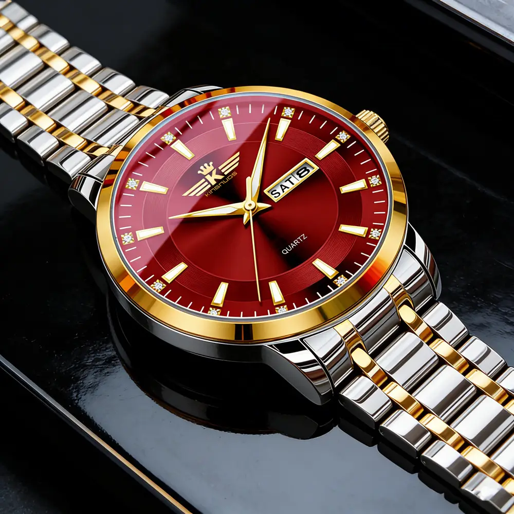High-end fashion automatic double calendar business men's wrist watch waterproof luminous diamond watch wholesale butterfly buckle — feature 10