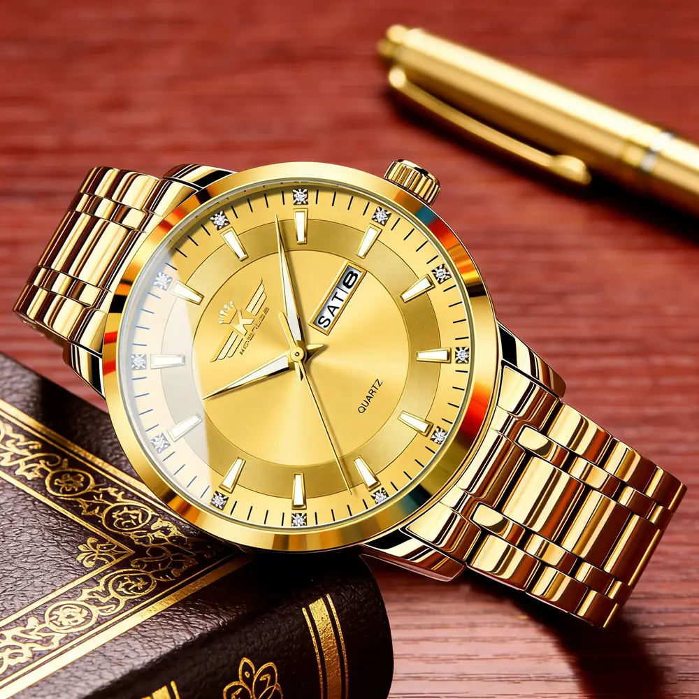 High-end fashion automatic double calendar business men's wrist watch waterproof luminous diamond watch wholesale butterfly buckle — feature 26