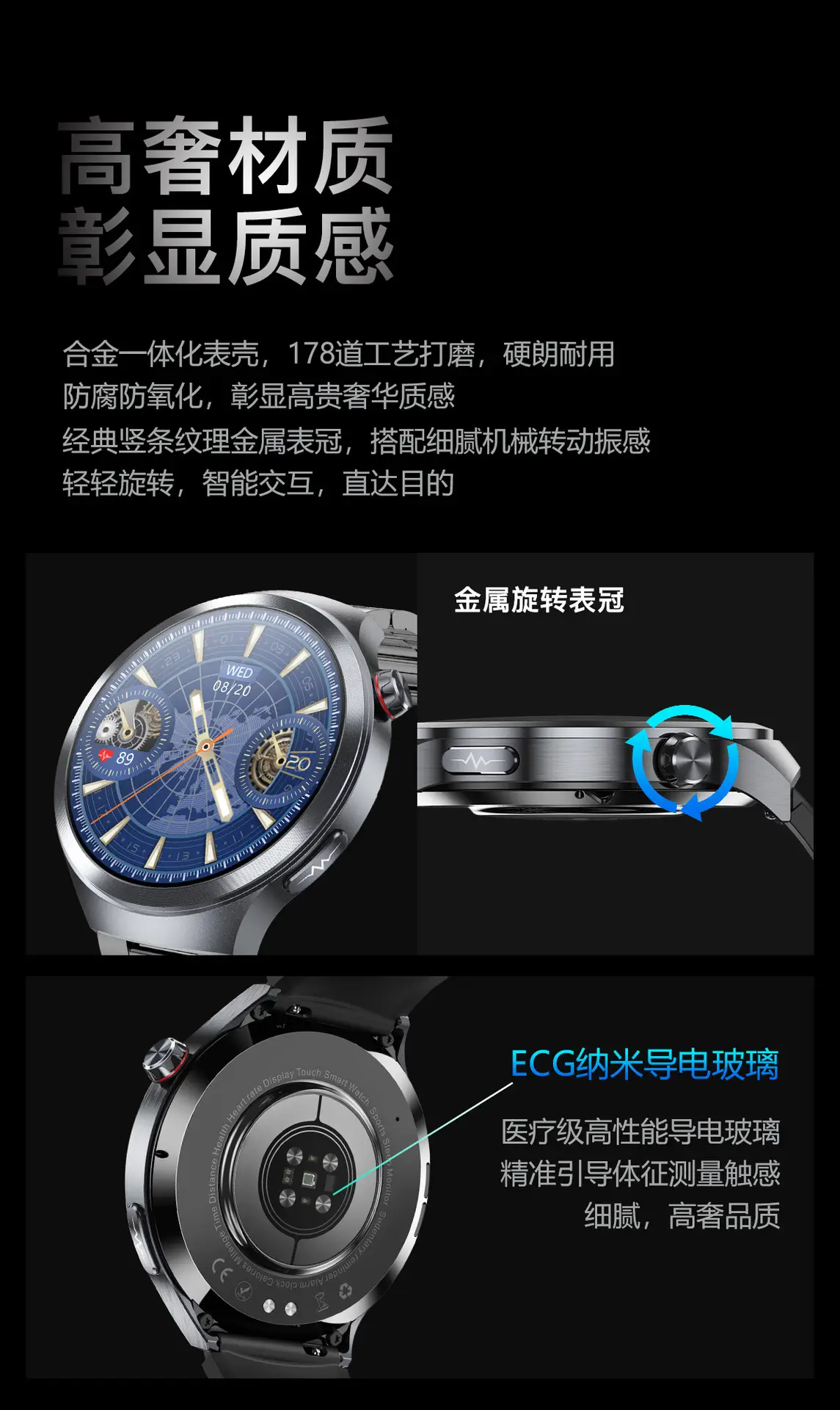 Smart Watch with Bright Blue Dial & 360° Display — feature 4