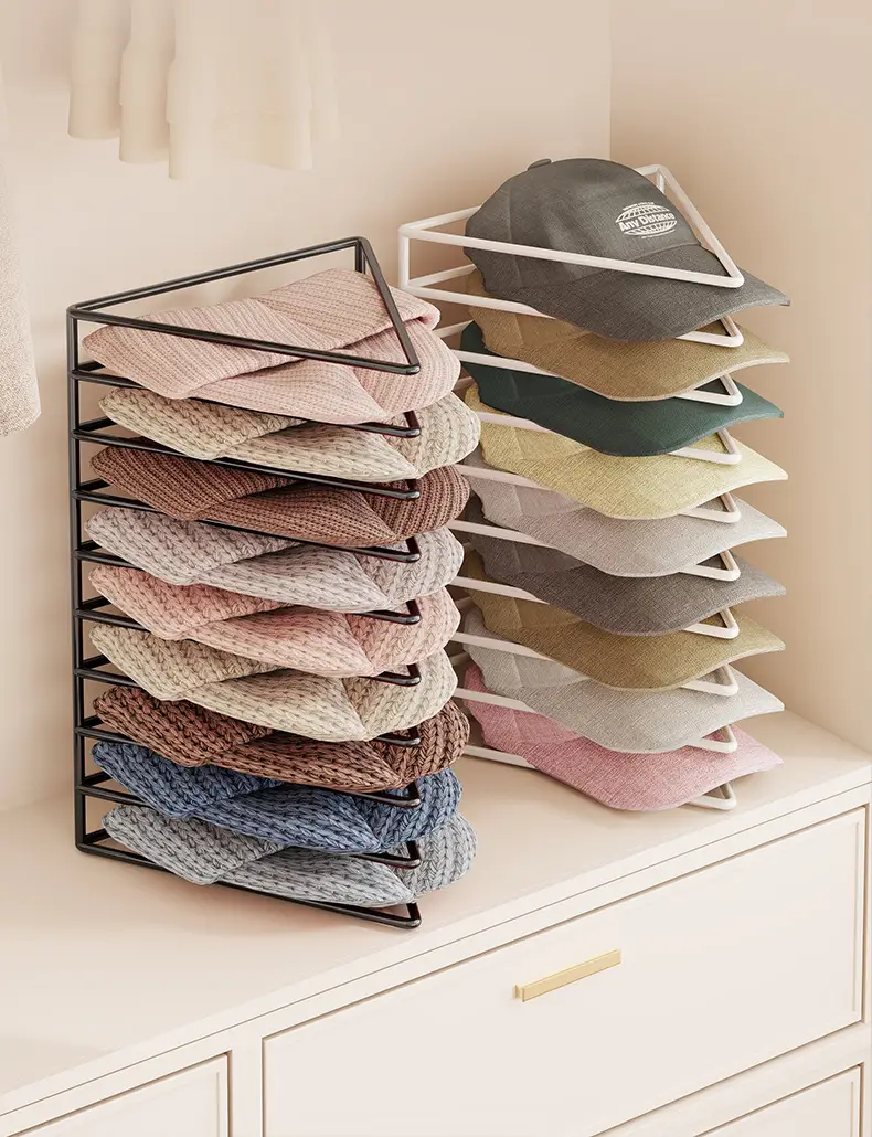 Multi-Functional Hat & Cap Storage Rack 19x16cm Gold Metal — feature 2